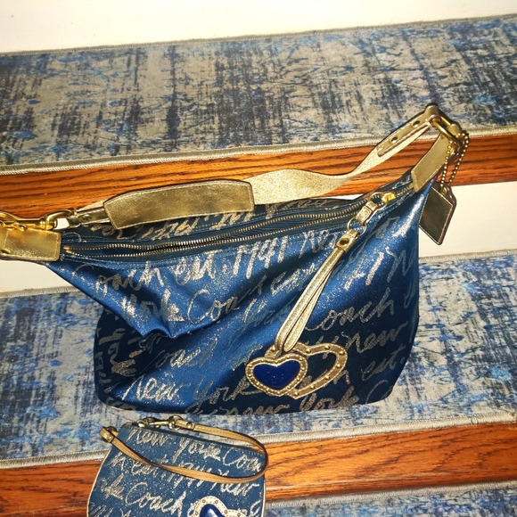 Coach Handbags - AUTHENTIC RARE SIGNATURE COACH HANDBAG & WRISTLET